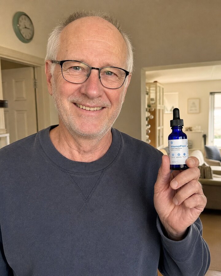 Walter H., 71 — MemoFlow customer holding his bottle